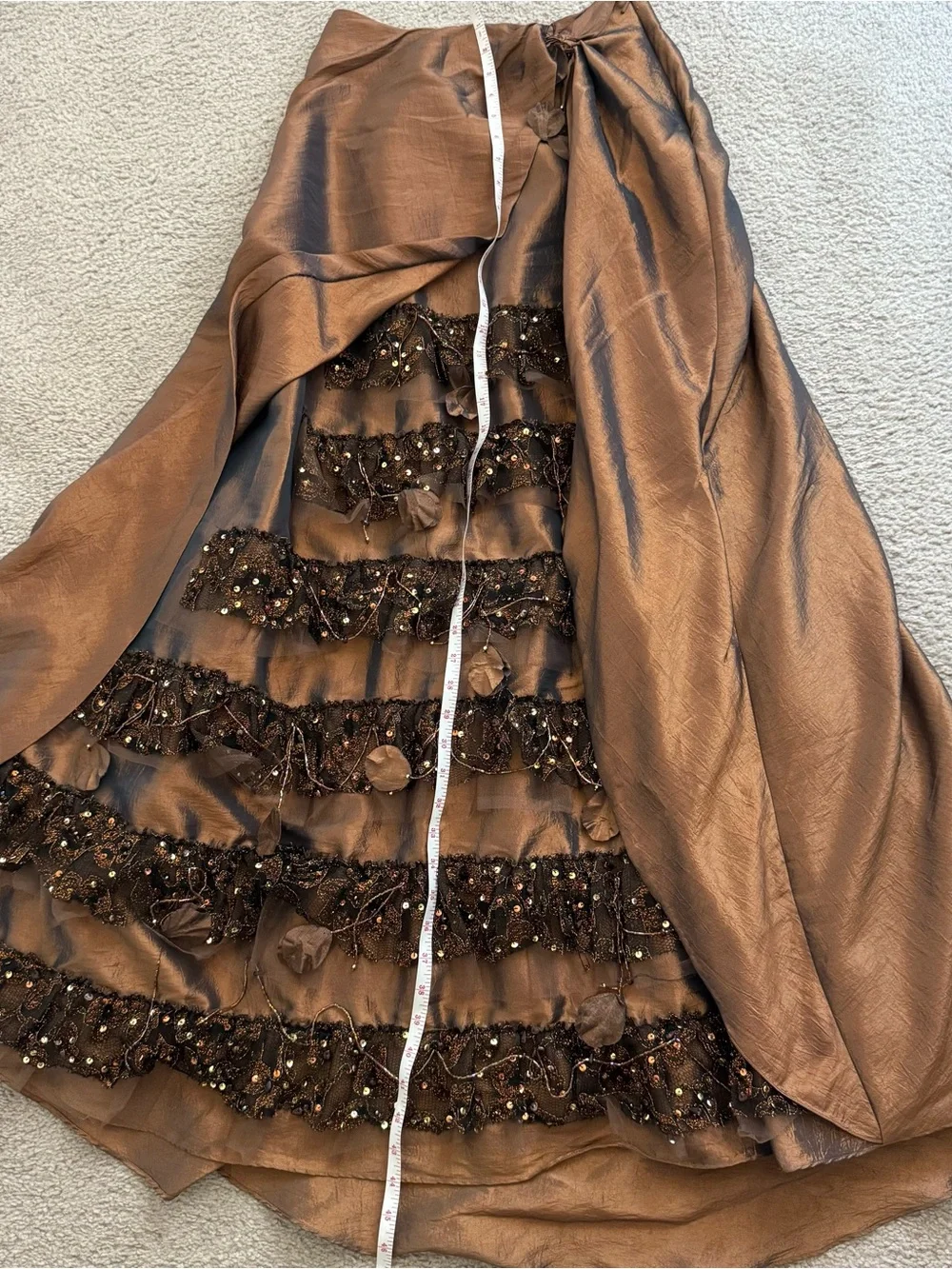 PUTROS COUTURE rare formal 90s maxi skirt sequins beaded renfair whimsigoth